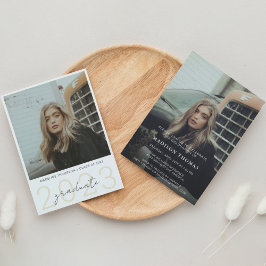 Moderne Einfache mit 2-Foto-Graduierungsparty Einladung