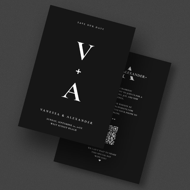 Moderne einfache Monogram Black Wedding Save The Date (Modern Simple Monogram Black Wedding Save The Date
)