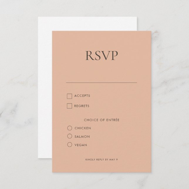Moderne einfache Monogram Blush Mix & Match Weddin RSVP Karte (Vorne/Hinten)