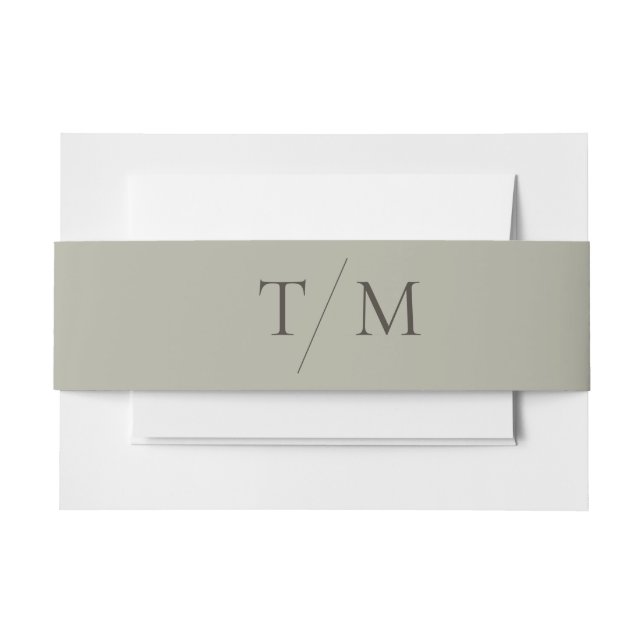 Moderne einfache Monogram Sage Mix & Match Wedding Einladungsbanderole (Vorderseite Beispiel)