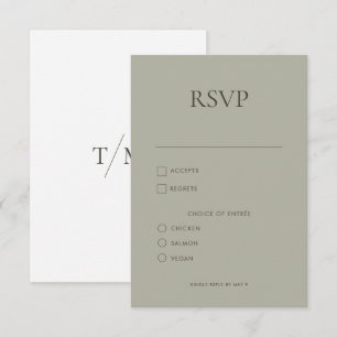 Moderne einfache Monogram Sage Mix & Match Wedding RSVP Karte