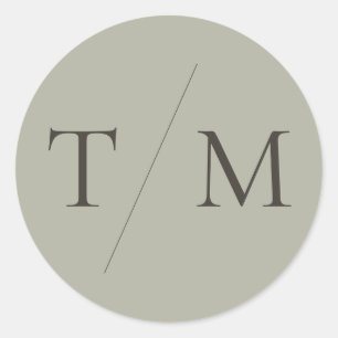 Moderne einfache Monogram Sage Mix & Match Wedding Runder Aufkleber