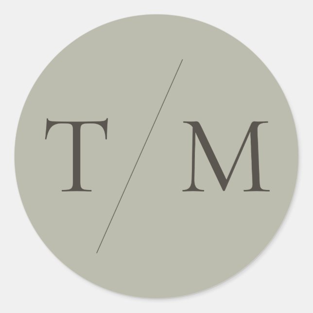 Moderne einfache Monogram Sage Mix & Match Wedding Runder Aufkleber (Vorderseite)