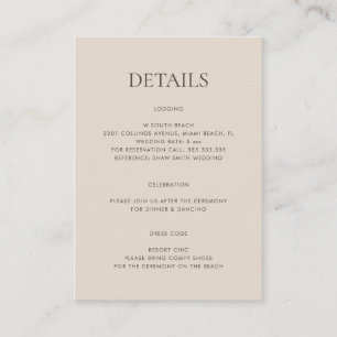 Moderne einfache Monogram Sand Mix & Match Wedding Begleitkarte