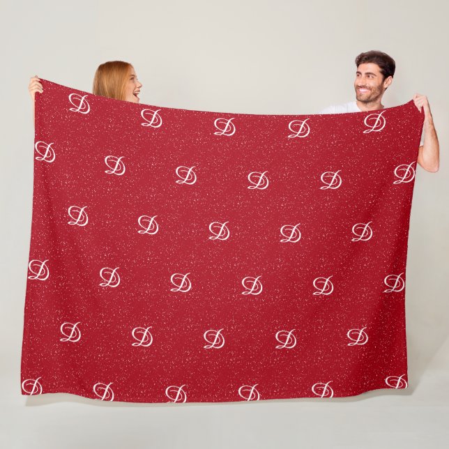 moderne, einfache monogramm elegante Rot Fleecedecke (Beispiel)