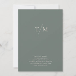 Moderne einfache Monogramm Moss Green Mix & Match Save The Date