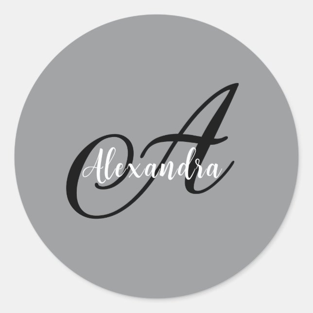 Moderne einfache Monogramm-Name Runder Aufkleber (Vorderseite)