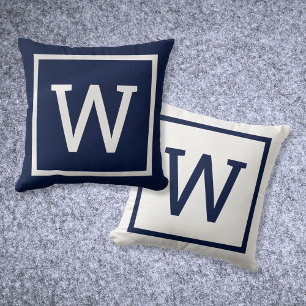 Moderne einfache Monogramm Navy Blau Kissen