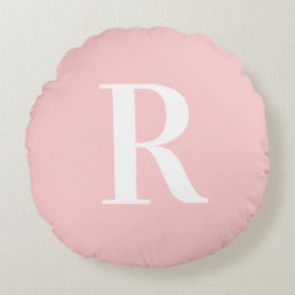 Moderne einfache Monogramm Rosa Rundes Kissen