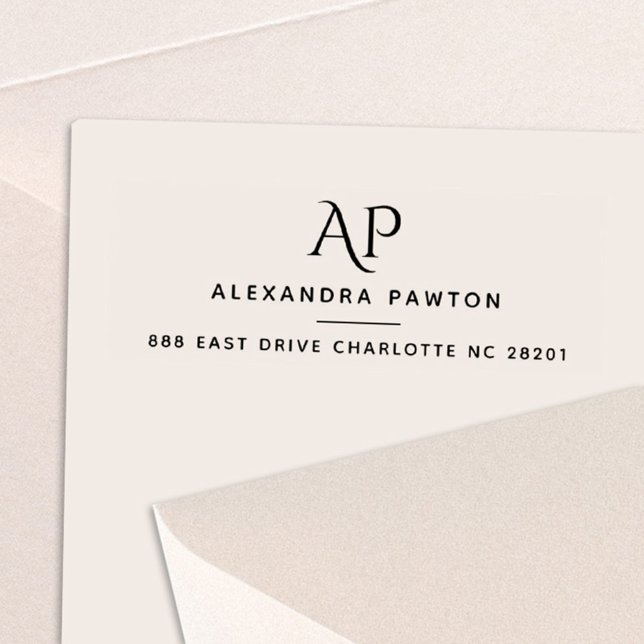 Moderne einfache Monogramm-Rücksendeadresse Permastempel (Von Creator hochgeladen)