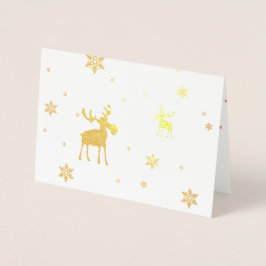 Moderne, einfache Moose Snowflakes Foil Grußkarte Folienkarte
