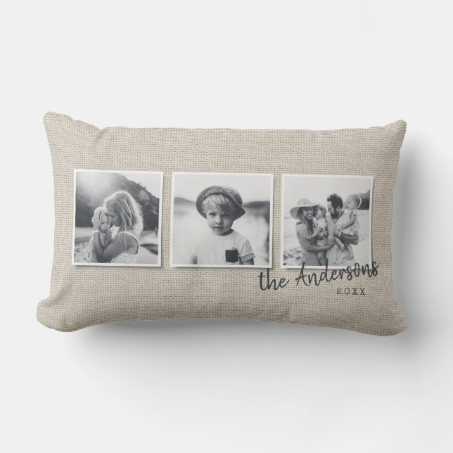 Moderne, einfache Multi-Foto-Wohngestaltung Lendenkissen (Vorderseite)
