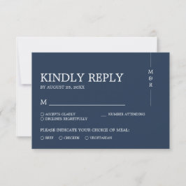 Moderne einfache Navy Blue Monogram Wedding RSVP Karte