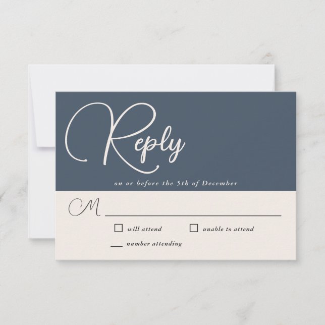 Moderne, einfache Navy Blue Wedding RSVP Karte (Vorderseite)