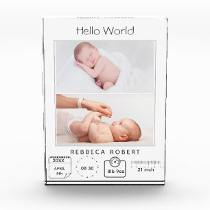 Moderne einfache neue Baby-Personalisierung mit 2 Fotoblock