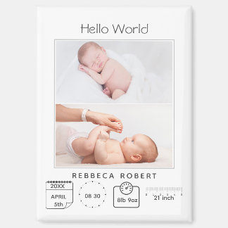 Moderne einfache neue Baby-Personalisierung mit 2 Magnet