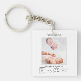 Moderne einfache neue Baby-Personalisierung mit 2 Schlüsselanhänger
