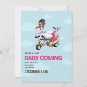 Moderne, einfache, Niedliche, lustige Stork Baby G Ankündigung
