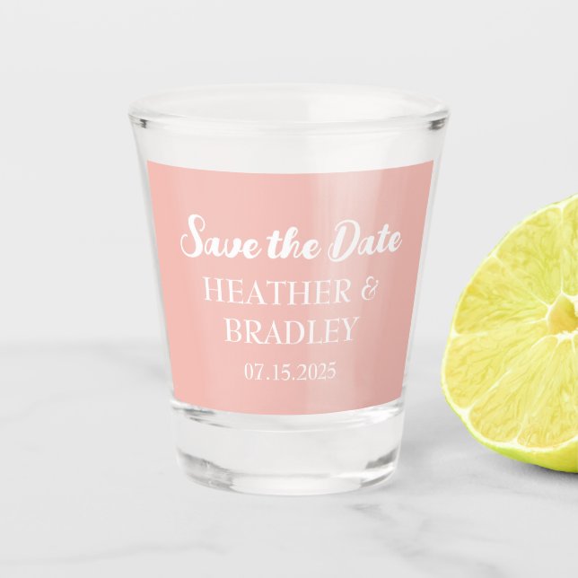 Moderne, einfache Orange Einzigartige Hochzeit Schnapsglas (Vorderseite)