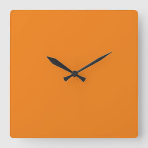 Moderne, einfache Orange Quadratische Wanduhr