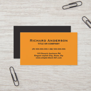 Moderne, einfache orange schwarze Visitenkarte