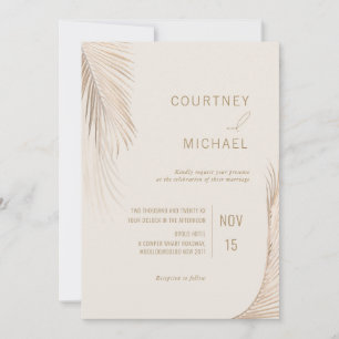 Moderne, einfache Palm-Blätter Hochzeit Einladung