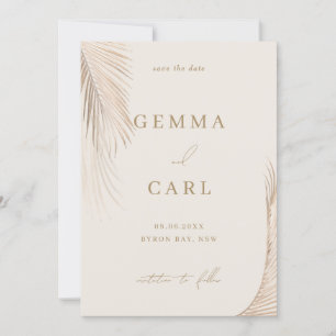 Moderne, einfache Palm-Blätter Hochzeitstag speich Einladung