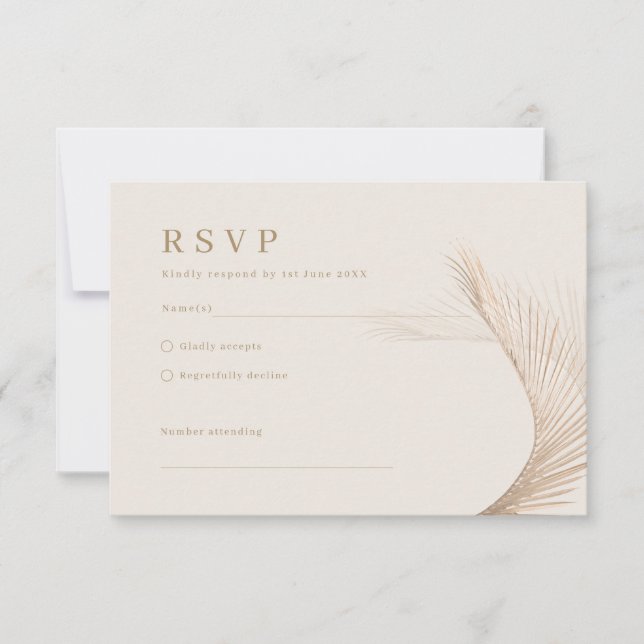 Moderne, einfache Palm-Blätter UAWG Reply Card RSVP Karte (Vorderseite)