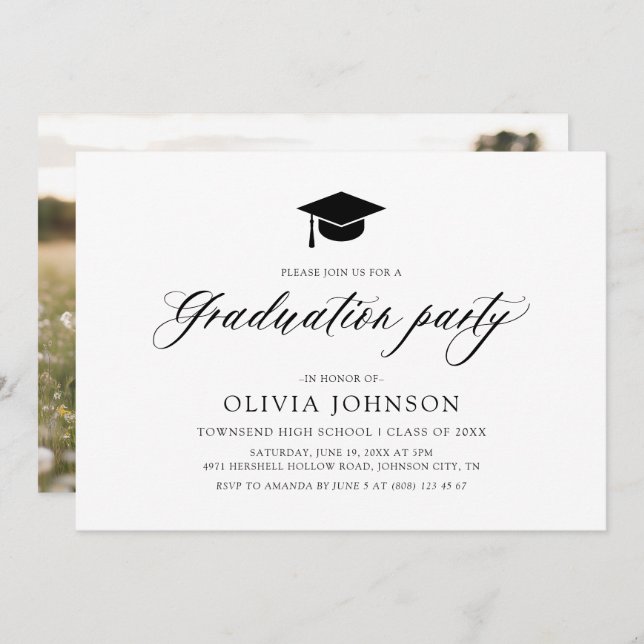 Moderne Einfache Partei für den Minimalistischen F Einladung (Vorne/Hinten)