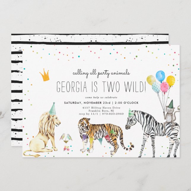 Moderne, einfache Party-Einladung (Vorne/Hinten)