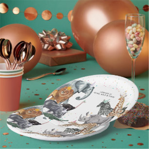 Moderne einfache Party-Tier-Wasserfarbe-Papiertell Pappteller