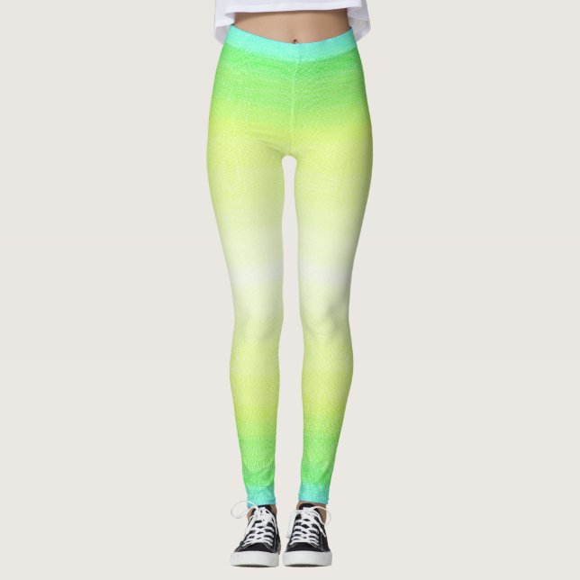 Moderne einfache Pastell Grün farbenfroh strahlend Leggings (Vorderseite)
