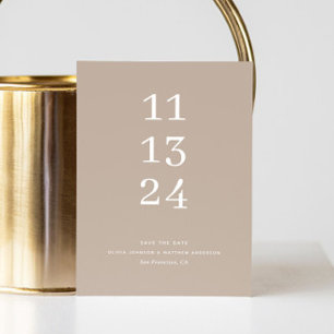Moderne einfache pastellfarbene, blasse Taupe mini Save The Date