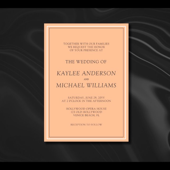 Moderne einfache Peach Fuzz Wedding Einladung (Von Creator hochgeladen)