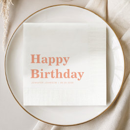 Moderne einfache Pfirsich-Geburtstag Serviette