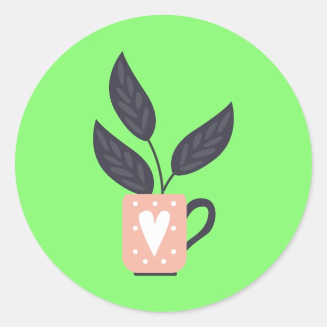 Moderne, einfache Pflanze Runder Aufkleber (Vorderseite)