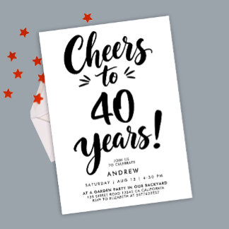 Moderne einfache Prost auf die 40er Tinten-Script- Einladung