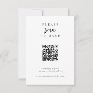 Moderne, einfache QR Code Hochzeit RSVP Karte
