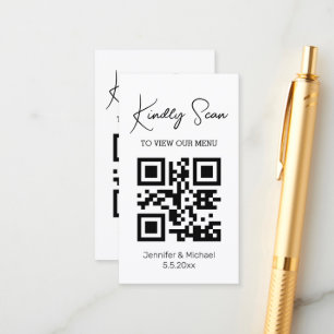moderne einfache QR-Code-Hochzeitsmenü-Umschlagkar Begleitkarte