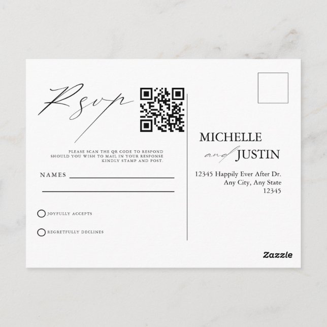 Moderne, einfache QR Code UAWG Pos für Minimalisti Postkarte (Rückseite)