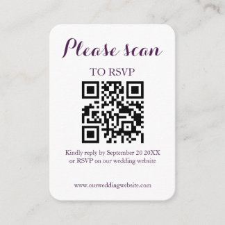 Moderne einfache QR-Code- und RSVP-Hochzeit Begleitkarte