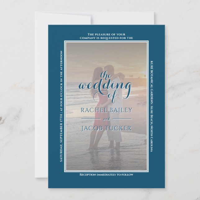 Moderne einfache Rahmen 2 Foto Dunkelblaue Weiße H Ankündigung (Vorderseite)