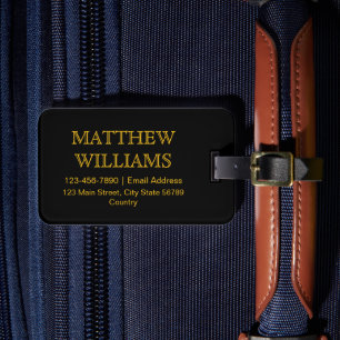 Moderne einfache Reisetasche Personalisiert Schwar Gepäckanhänger