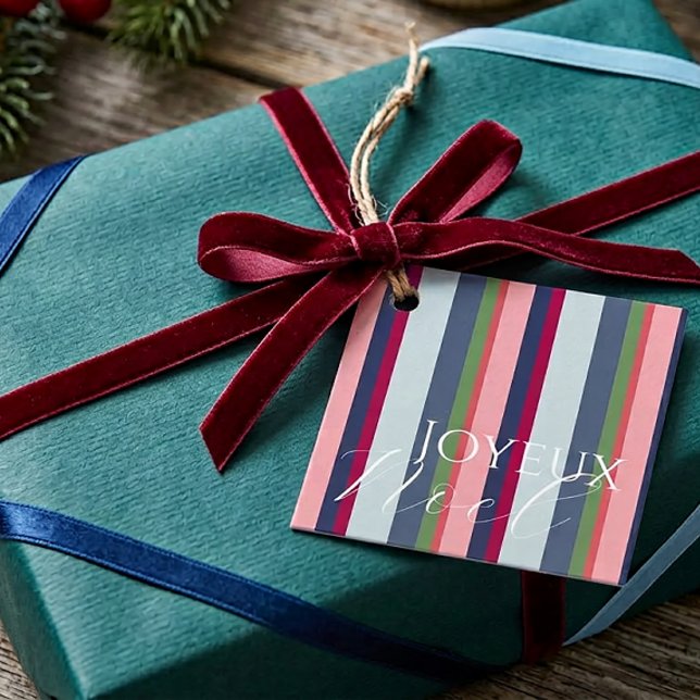 Moderne einfache rosa blaue Foto-Weihnachtsgeschen Geschenkanhänger (Von Creator hochgeladen)