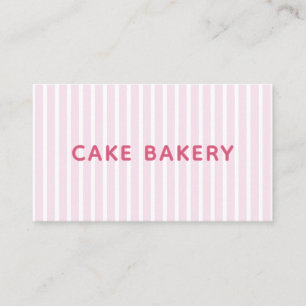 Moderne einfache rosa Streifen Bäckerei Geschäftsk Visitenkarte