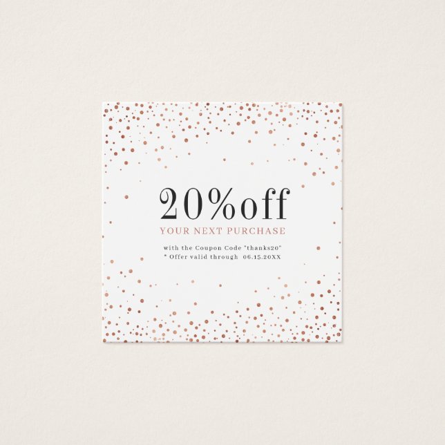 Moderne, einfache Rose Gold Glitzer Discount Card (Vorderseite)