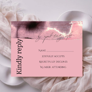 Moderne, einfache Rose und Schwarz RSVP Karte