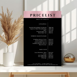 Moderne einfache Roségold-Salon-Preisliste Poster