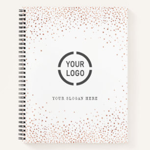 Moderne einfache roségoldene Glitter-Firmenlogo Notizbuch