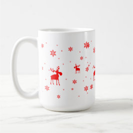 Moderne einfache rote Elch-Schneeflocken Kaffeetasse